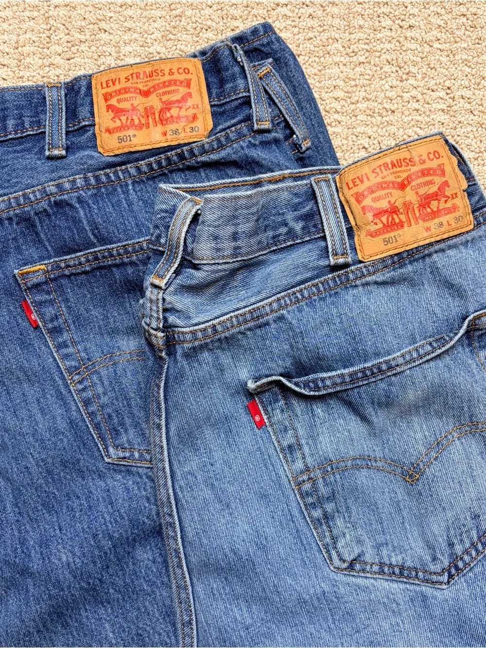 Levi's 501 Men's W38 L30 Original Fit Jeans Button Fly Blue‎ Denim Pack